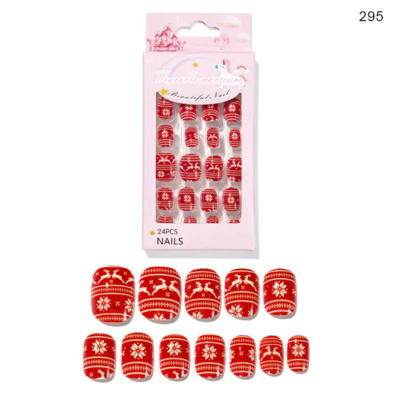 24 Pieces Wearable Cute Christmas Nails for Kids