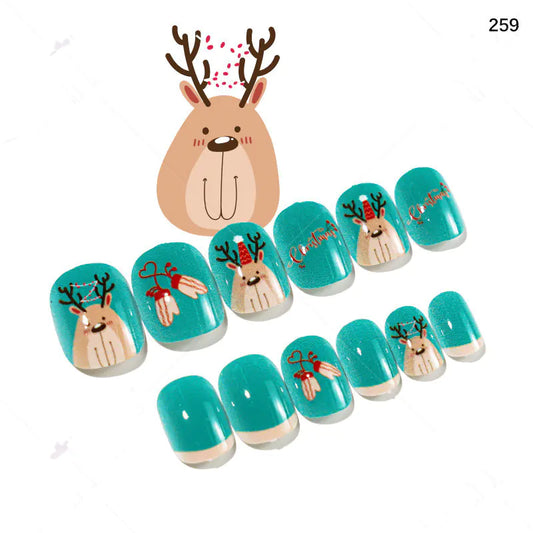 24 Pieces Wearable Cute Christmas Nails for Kids
