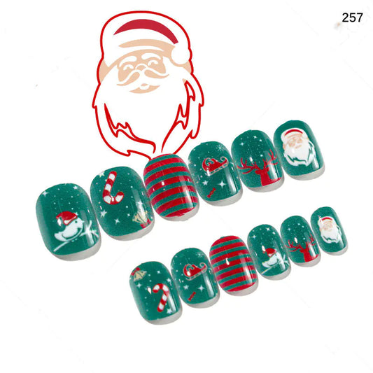 24 Pieces Wearable Cute Christmas Nails for Kids